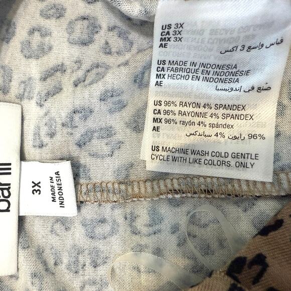 Bar III 3X cheetah print v neck twist front knot cap sleeve top TB 3017 - Picture 2 of 9